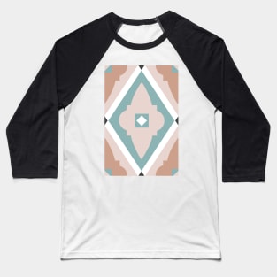 Abstract geometric diamond pattern white, sand color and light green Baseball T-Shirt